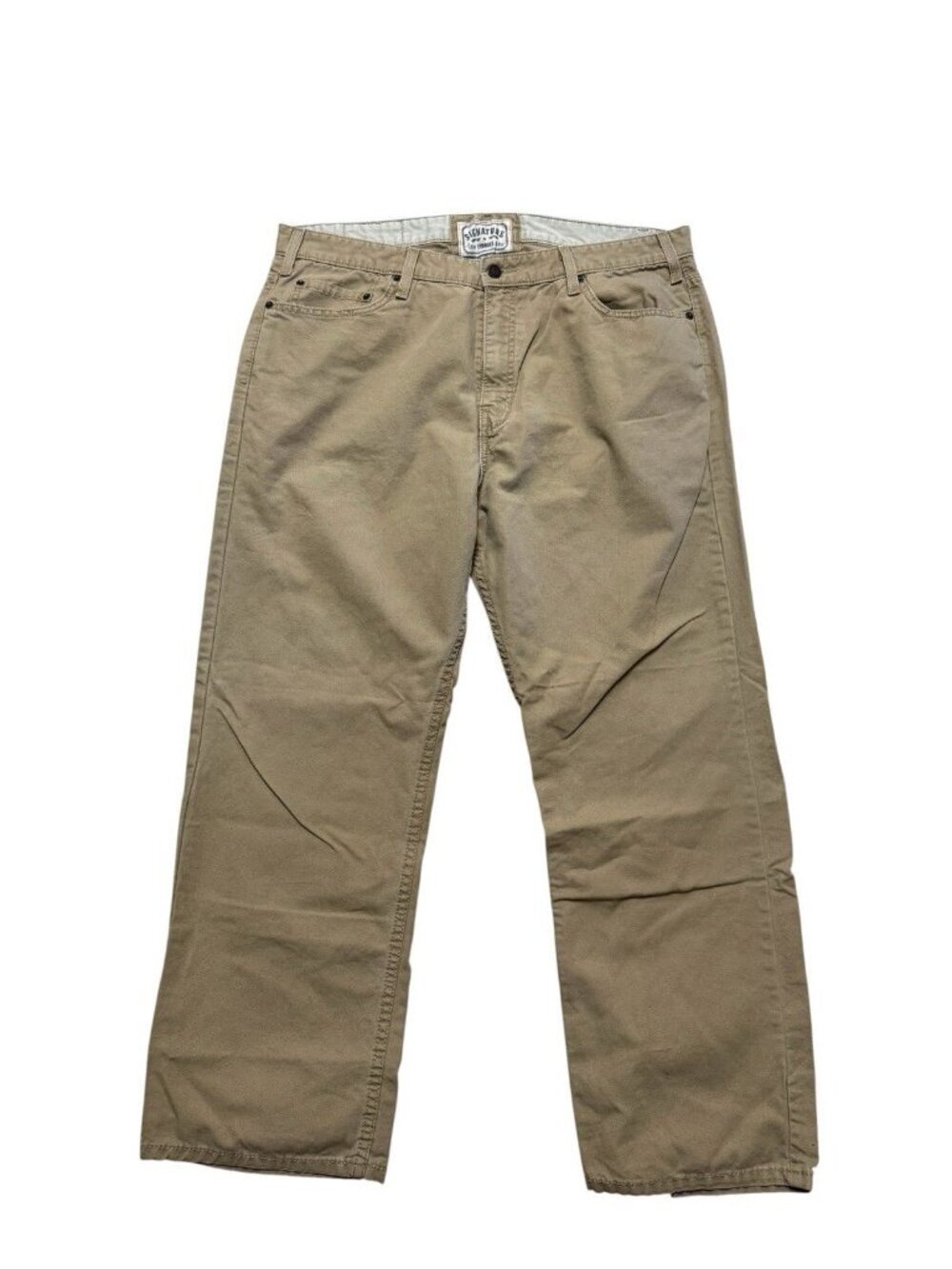 Levis Signature Vintage Straight Pants 38x30 Khaki Cotton Casual